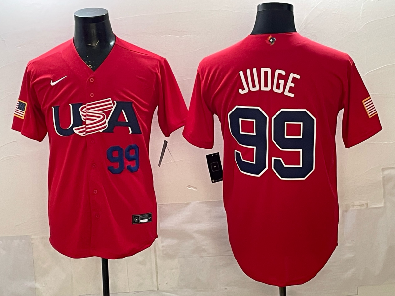 Men 2026 World Cub USA #99 Judge red Nike MLB Jersey 00112